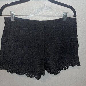 MAJE Black Heavy Lace Dress Shorts - Zip Front - Fully Lined - EU Size 38 = US 6